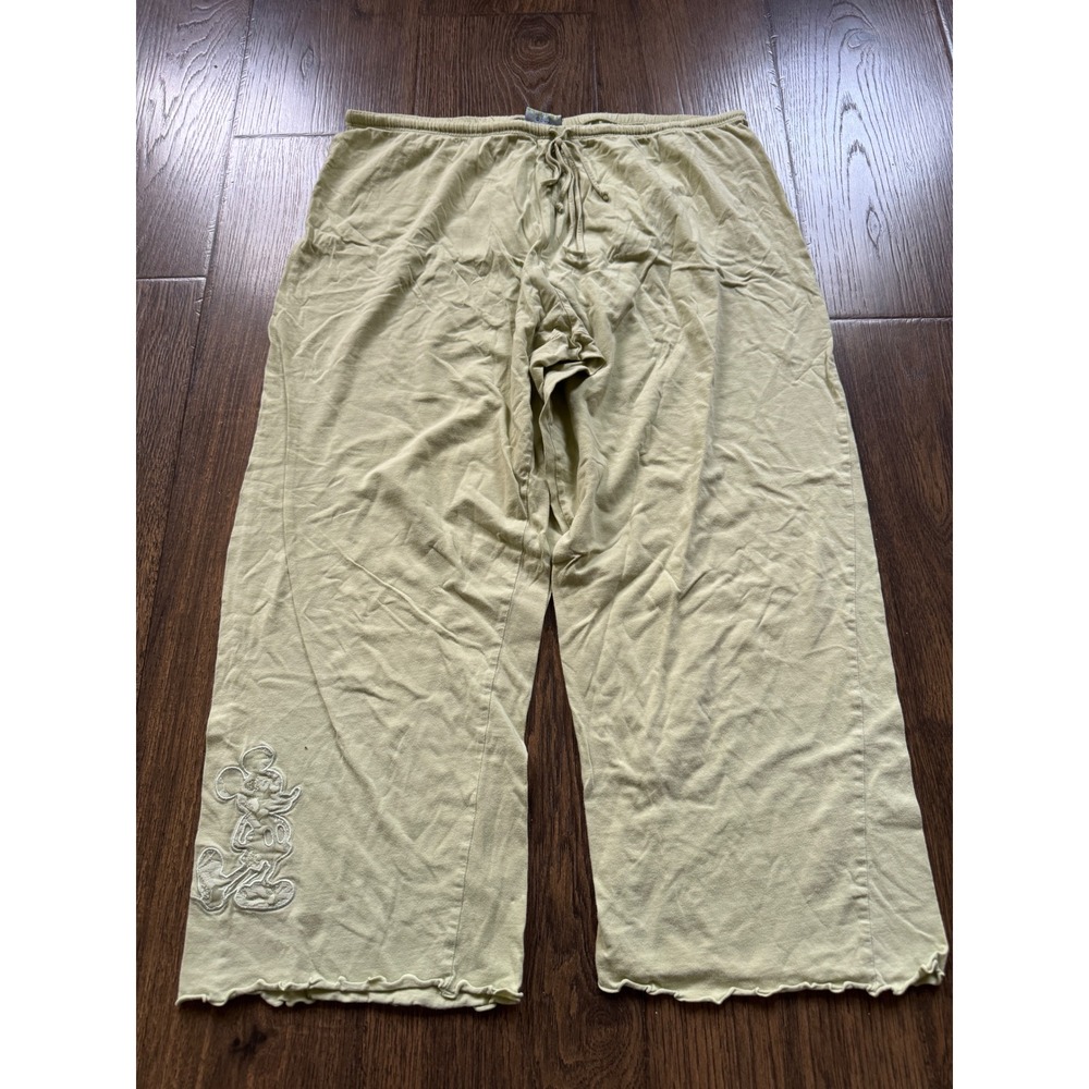 Disney Vintage 2 Mickey Mouse Embroidered Lounge Pants Sage Green Large